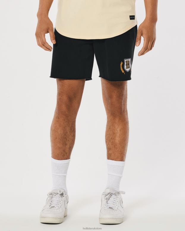 Bottoms Hollister Men Fleece Varsity Graphic Shorts 7\\ 488201338 Black